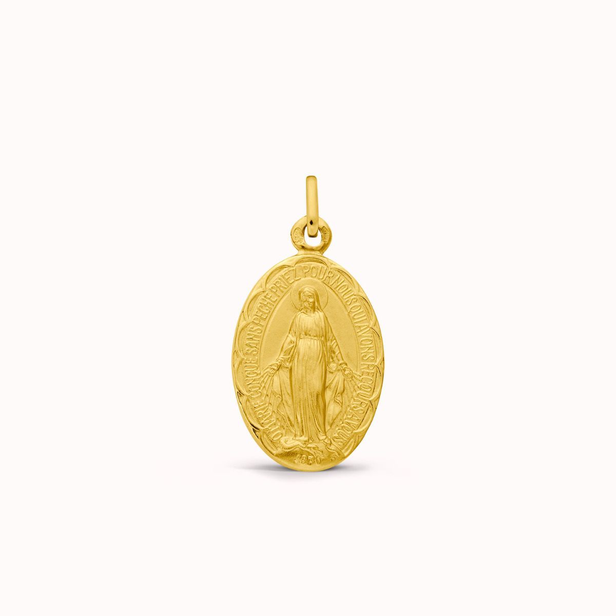 médaille miraculeuse en or bord fleuri