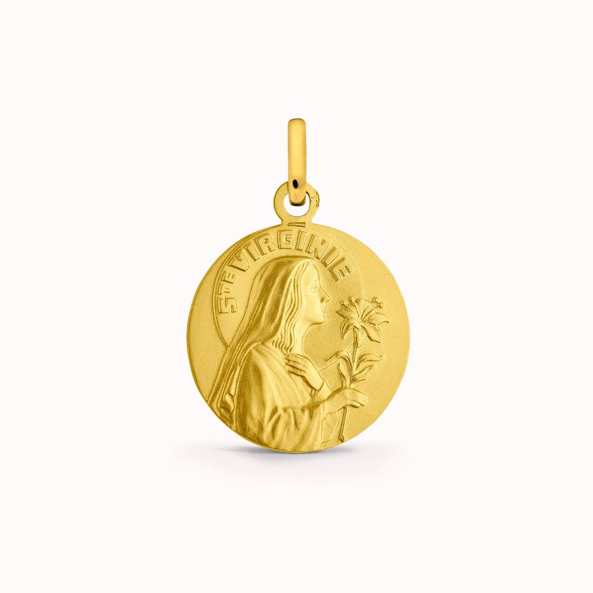 Médaille Sainte Virginie en Or Jaune 18 carats - 15 mm